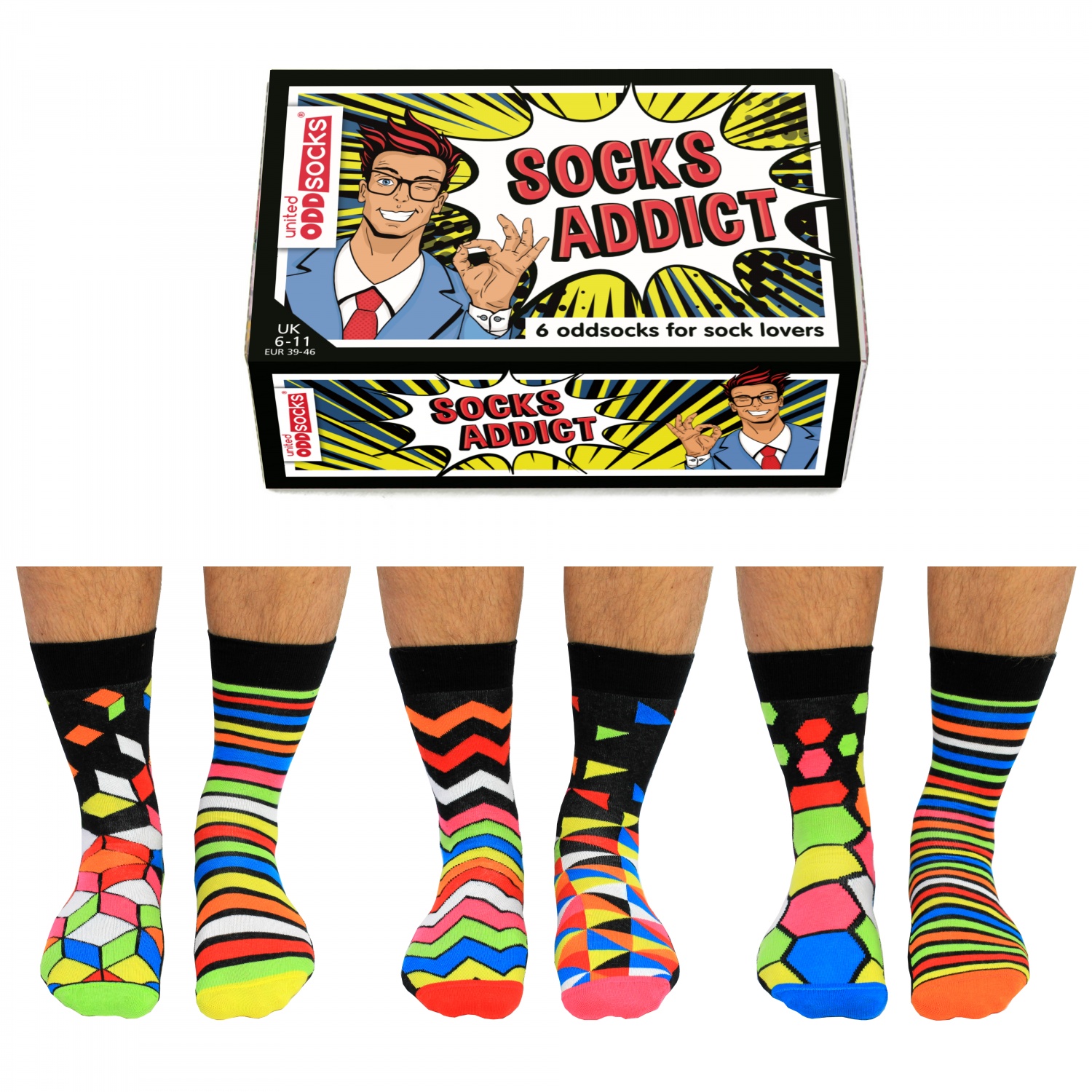 United Oddsocks - Socks Addict Novelty Mens Socks 6-11